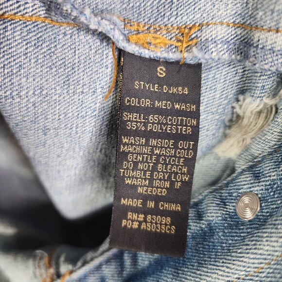 Womens Ci Sono Denim Collection Blue Jean Jacket Distressed Button Up Size S - Picture 7 of 11